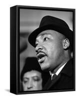 Dr. Martin Luther King, Jr. Talks to Newsmen-Henry Burroughs-Framed Stretched Canvas