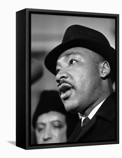 Dr. Martin Luther King, Jr. Talks to Newsmen-Henry Burroughs-Framed Stretched Canvas