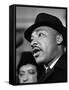 Dr. Martin Luther King, Jr. Talks to Newsmen-Henry Burroughs-Framed Stretched Canvas