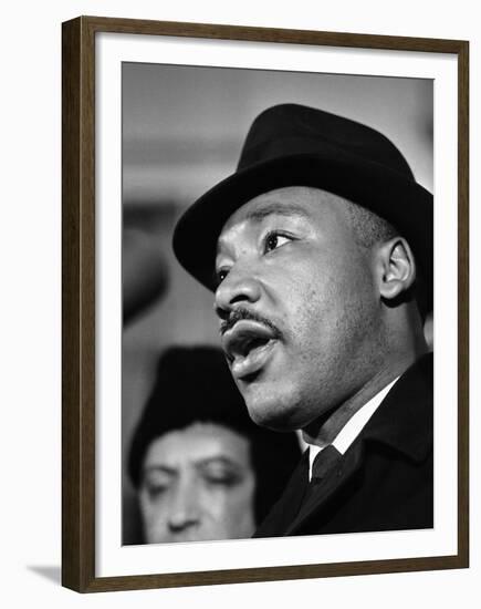 Dr. Martin Luther King, Jr. Talks to Newsmen-Henry Burroughs-Framed Premium Photographic Print