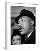 Dr. Martin Luther King, Jr. Talks to Newsmen-Henry Burroughs-Framed Premium Photographic Print