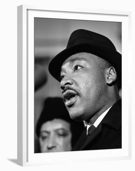 Dr. Martin Luther King, Jr. Talks to Newsmen-Henry Burroughs-Framed Premium Photographic Print