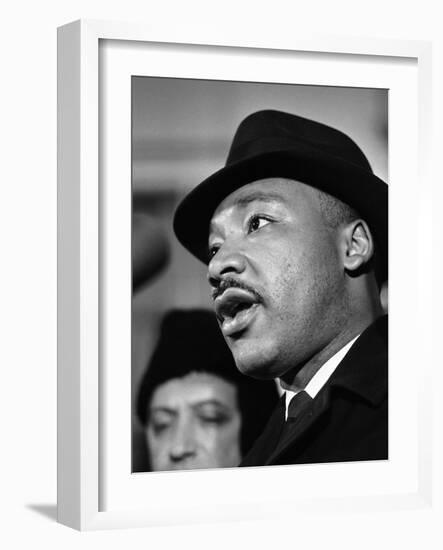 Dr. Martin Luther King, Jr. Talks to Newsmen-Henry Burroughs-Framed Photographic Print