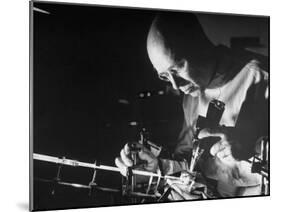 Dr. Melvin H. Knisely Using a Quartz Rod to Conduct Light Into a Frog's Organs to observe blood-Fritz Goro-Mounted Photographic Print