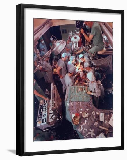 Dr. Michael Debakey, Leading Team in Third Attempt to Install Artificial Heart Pump-Ralph Morse-Framed Premium Photographic Print
