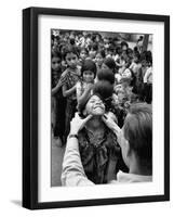 Dr. Nevin S. Scrimshaw of the Central American Institute of Nutrition Examining Children for Goiter-Cornell Capa-Framed Photographic Print