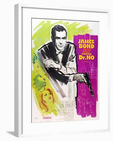 Dr. No, Sean Connery on French poster art, 1962-null-Framed Art Print