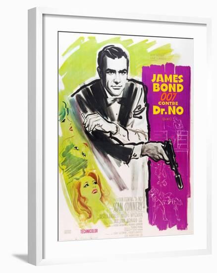 Dr. No, Sean Connery on French poster art, 1962-null-Framed Art Print