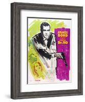 Dr. No, Sean Connery on French poster art, 1962-null-Framed Art Print