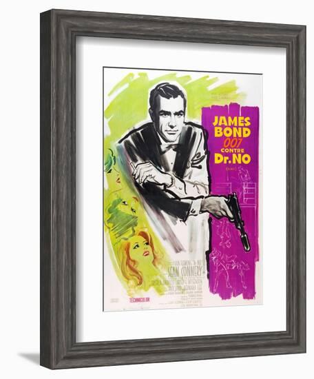 Dr. No, Sean Connery on French poster art, 1962-null-Framed Art Print