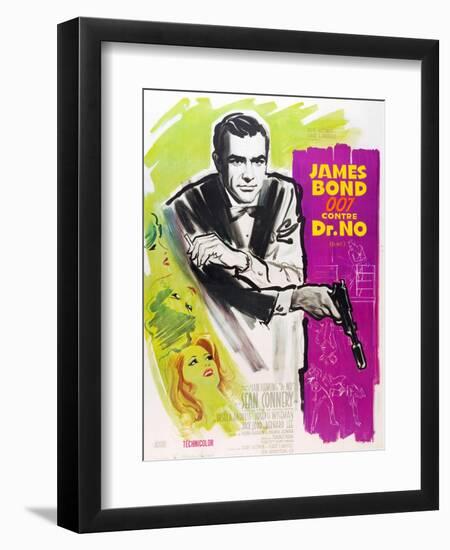 Dr. No, Sean Connery on French poster art, 1962-null-Framed Art Print