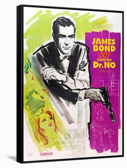 Dr. No, Sean Connery on French poster art, 1962-null-Framed Stretched Canvas