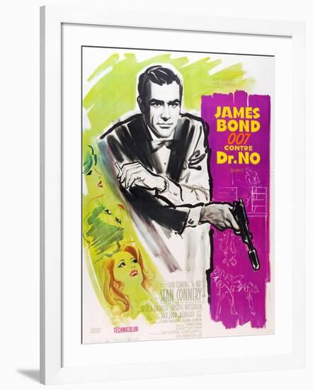 Dr. No, Sean Connery on French poster art, 1962-null-Framed Art Print