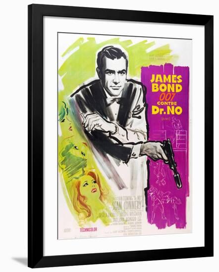 Dr. No, Sean Connery on French poster art, 1962-null-Framed Art Print