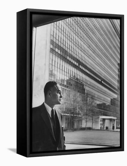 Dr. Ralph Bunche Standing in Front of the Un Building-null-Framed Stretched Canvas