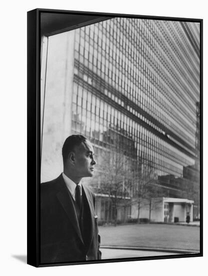 Dr. Ralph Bunche Standing in Front of the Un Building-null-Framed Stretched Canvas