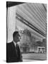 Dr. Ralph Bunche Standing in Front of the Un Building-null-Stretched Canvas