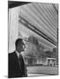 Dr. Ralph Bunche Standing in Front of the Un Building-null-Mounted Photographic Print