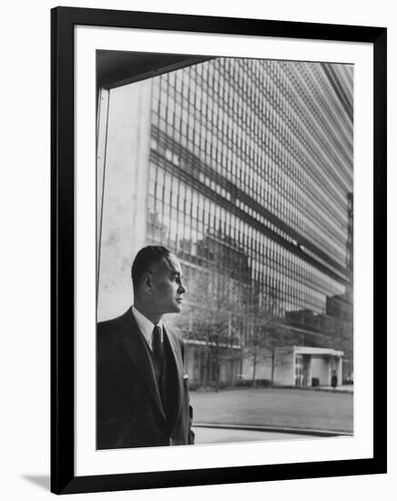 Dr. Ralph Bunche Standing in Front of the Un Building-null-Framed Photographic Print