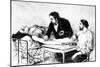 Dr Roussell of Geneva Giving a Woman a Direct Blood Transfusion from a Volunteer, 1882-null-Mounted Giclee Print
