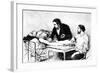 Dr Roussell of Geneva Giving a Woman a Direct Blood Transfusion from a Volunteer, 1882-null-Framed Giclee Print