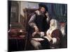 Dr.'s Visit (1657), Van Mieris As A Humorous Storyteller, Dr. Checks Pulse Of Lovesick Young Woman-Frans van Elder Mieris-Mounted Art Print