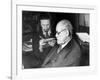 Dr. Sigmund Freud, Father of Psychoanalysis, Sitting with Man Who Is Taking Notes-null-Framed Premium Photographic Print