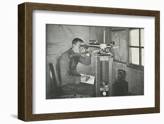 'Dr. Simpson at the Unifilar Magnetometer', 1911, (1913)-Herbert Ponting-Framed Photographic Print