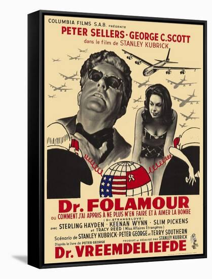 Dr. Strangelove, Belgian Movie Poster, 1964-null-Framed Stretched Canvas