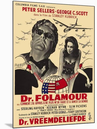 Dr. Strangelove, Belgian Movie Poster, 1964-null-Mounted Art Print