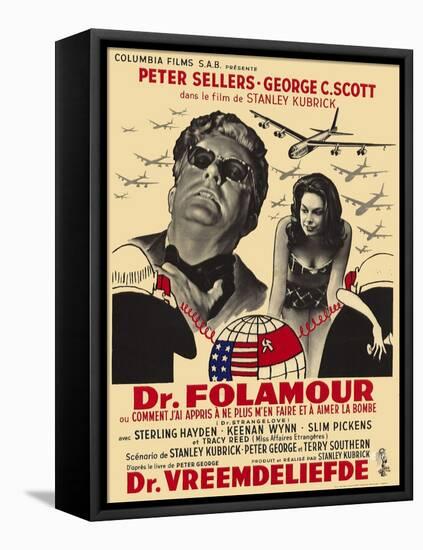 Dr. Strangelove, Belgian Movie Poster, 1964-null-Framed Stretched Canvas