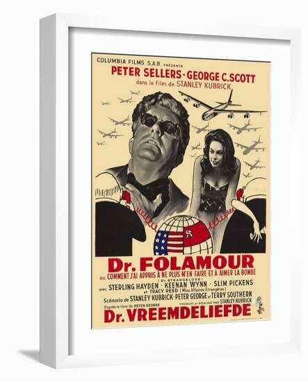 Dr. Strangelove, Belgian Movie Poster, 1964-null-Framed Art Print