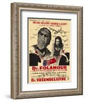 Dr. Strangelove, Belgian Movie Poster, 1964-null-Framed Art Print