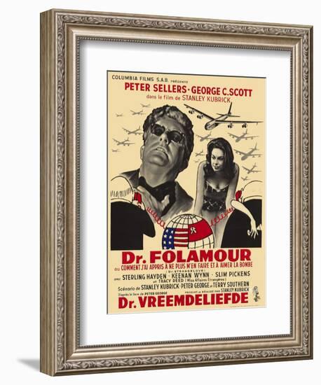 Dr. Strangelove, Belgian Movie Poster, 1964-null-Framed Art Print