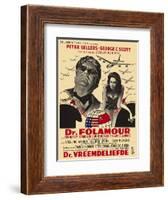 Dr. Strangelove, Belgian Movie Poster, 1964-null-Framed Art Print