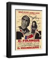 Dr. Strangelove, Belgian Movie Poster, 1964-null-Framed Art Print