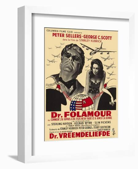 Dr. Strangelove, Belgian Movie Poster, 1964-null-Framed Art Print