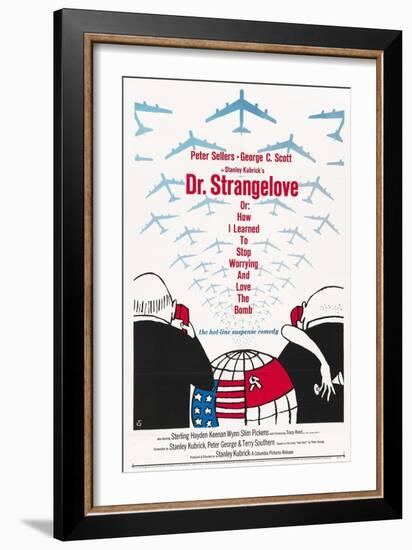 "Dr. Strangelove Or: How I Learned To Stop Worrying And Love the Bomb" 1964, by Stanley Kubrick-null-Framed Giclee Print