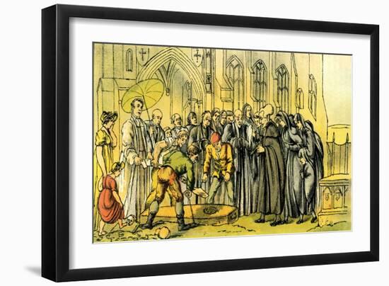 'Dr Syntax at the funeral of his wife'-Thomas Rowlandson-Framed Giclee Print