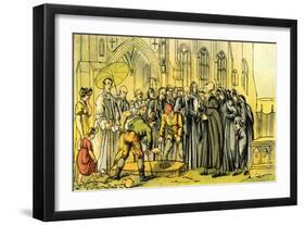 'Dr Syntax at the funeral of his wife'-Thomas Rowlandson-Framed Giclee Print