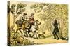 'Dr Syntax bound to a tree by highwaymen'-Thomas Rowlandson-Stretched Canvas