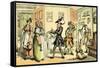 'Dr Syntax disputing his bill with the landlady'-Thomas Rowlandson-Framed Stretched Canvas