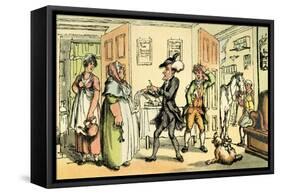 'Dr Syntax disputing his bill with the landlady'-Thomas Rowlandson-Framed Stretched Canvas