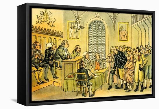 'Dr Syntax in a court of justice'-Thomas Rowlandson-Framed Stretched Canvas