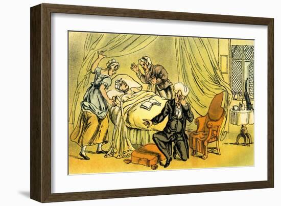 'Dr Syntax lamenting the loss of his wife'-Thomas Rowlandson-Framed Giclee Print