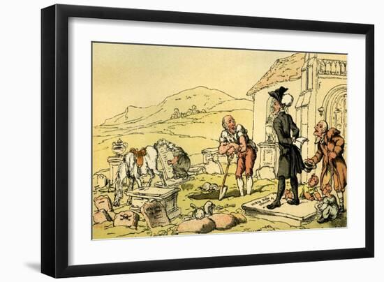 'Dr Syntax meditating on the tombstones'-Thomas Rowlandson-Framed Giclee Print