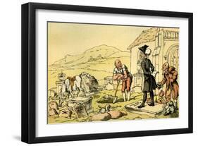 'Dr Syntax meditating on the tombstones'-Thomas Rowlandson-Framed Giclee Print