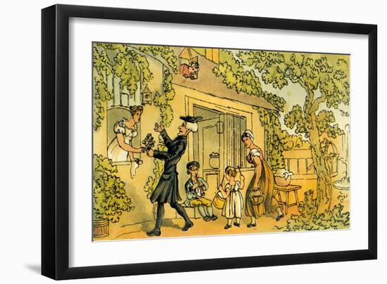 'Dr Syntax presenting a floral offering'-Thomas Rowlandson-Framed Giclee Print