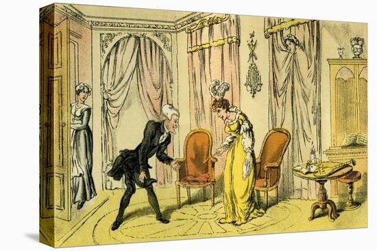 'Dr Syntax received by the maid instead of the mistress'-Thomas Rowlandson-Stretched Canvas