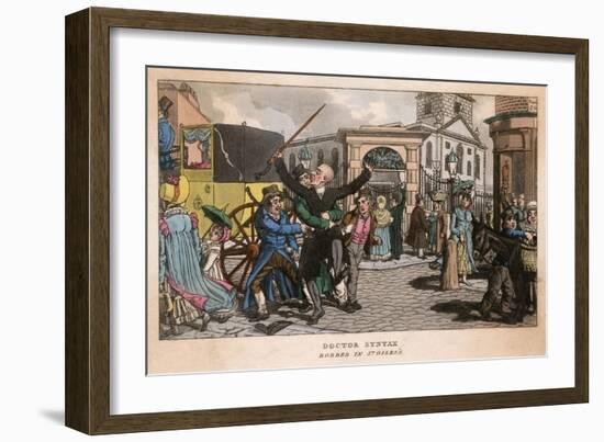 Dr Syntax Robbed in St Giles-Thomas Rowlandson-Framed Art Print
